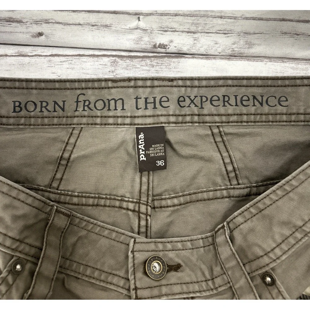 PrAna Pants Men 36x32 Brown Canvas Workwear Straight Leg Utility Hiking Outdoors